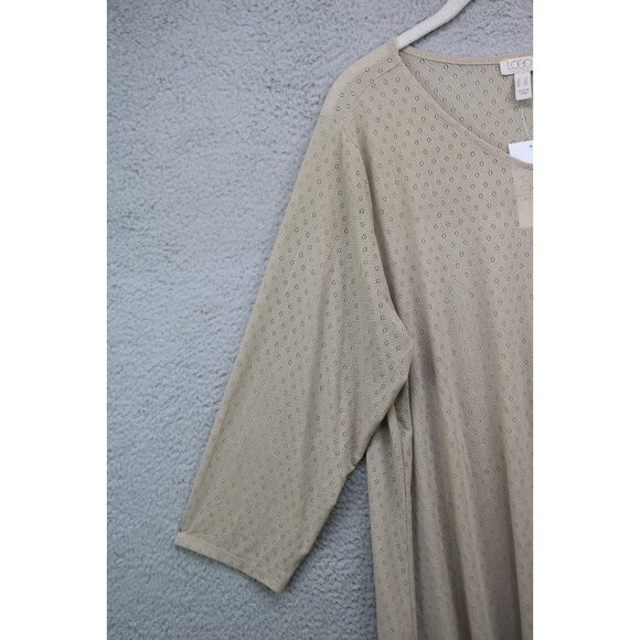 LOGO by Lori Goldstein Semi Sheer Silky Cut Out 3/4 Sleeve Tunic-2X-NWT - Picture 3 of 12